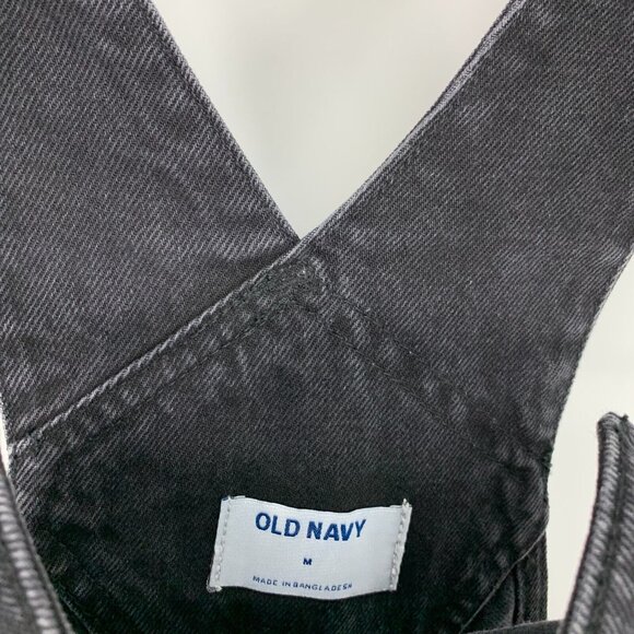 Old Navy Shortalls Ovearlls Black Jean Short Denim Slouchy Straight - Picture 5 of 10